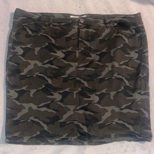 Camo denim skirt